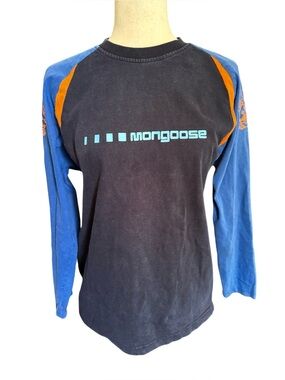 Mongoose Long Sleeve Graphic Tee - Navy with Blue & Orange Accents